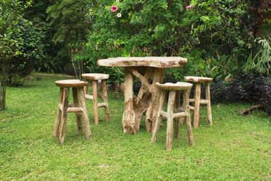Rustikales Teak-Barset „Bali Garden“ - Unikat aus massivem Teakholz