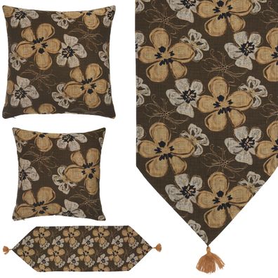 Kissenbezug Tischläufer Tischdecken Kissenhülle Braun Gold Hossner Offenbach