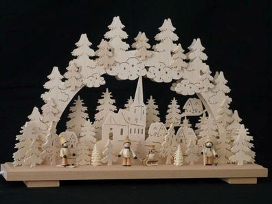 Schwibbogen mit Winterkinder und Beleuchtung BxHxT 50x31x7cm NEU Lichterbogen