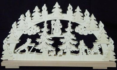 Schwibbogen mit Winterkinder Haus und Beleuchtung BxHxT 50x27x7cm NEU Lichterboge