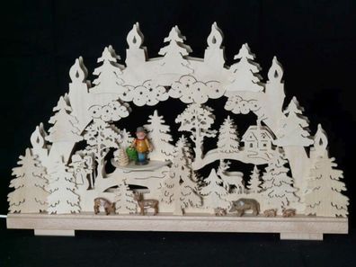 Schwibbogen mit Waldtieren und Beleuchtung BxHxT 50x31x7cm NEU Lichterbogen