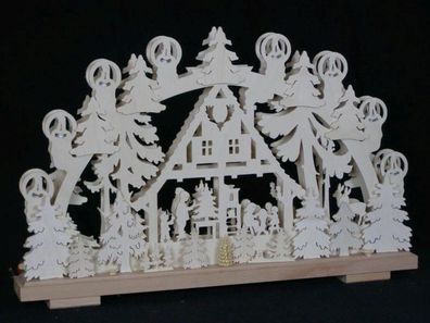 Schwibbogen mit Haus im Wald und Beleuchtung BxHxT 50x31x7cm NEU Lichterbogen Fen