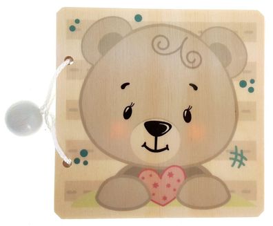 Holzspielzeug Bilderbuch Bär natur BxLxH 90x15x90mm NEU Spielgerät Buch Holzbuch