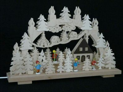 Schwibbogen mit Kinder mit Laternen und Beleuchtung BxHxT 50x31x7cm NEU