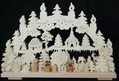 Schwibbogen mit Buschgrasholerin und Beleuchtung BxHxT 50x33x7cm NEU