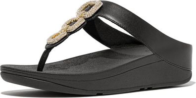 FitFlop Damen Flip Flops Fino Crystal-Chain Leather Toe-Post Sandals HX2