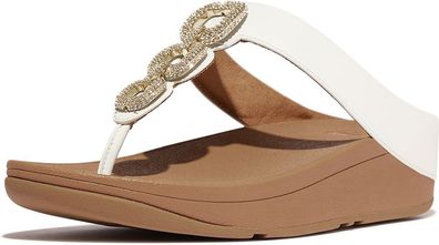 FitFlop Damen Flip Flops Fino Crystal-Chain Leather Toe-Post Sandals HX2