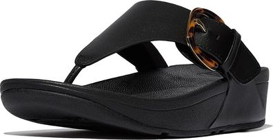 FitFlop Damen Flip Flops Lulu Resin-Buckle Leather Toe-Post Sandals JE9