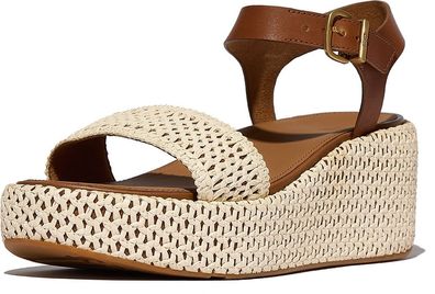 FitFlop Damen Sandalen Platfforms Woven Wedge Ankle-Strap Sandals JG1