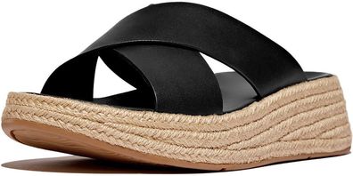 FitFlop Damen Sandalen F-Mode Espadrille Leather Flatform Cross Slides IV5