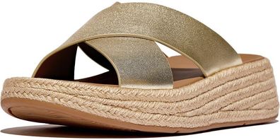FitFlop Damen Sandalen F-Mode Espadrille Leather Flatform Cross Slides IV5