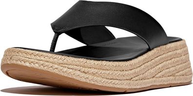 FitFlop Damen Flip Flops F-Mode Espadrille Leather Flatform T/Post Sandals IV6