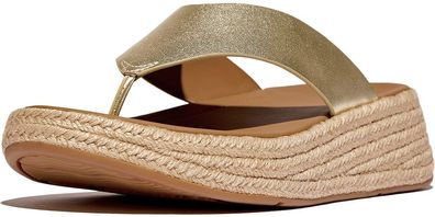 FitFlop Damen Flip Flops F-Mode Espadrille Leather Flatform T/Post Sandals IV6