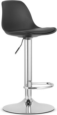 OSKAR HOGA Hocker - Drehbar, Höhenverstellbar, Schwarz mit Chromfuß, Modern & Komfort