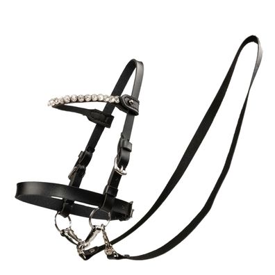 My Hobby Horse - Zaumzeug für Steckenpferde - schwarz mit silbernen Steinen