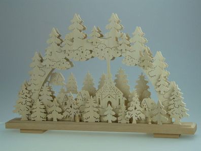 Schwibbogen mit Seiffener Kirche und Beleuchtung BxHxT 50x31x7cm NEU