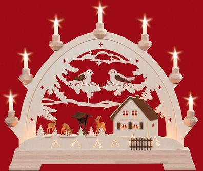 Fensterdekoration Schwibbogen mit Rehen BxTxH= 48x6,5x42cm NEU Lichterbogen