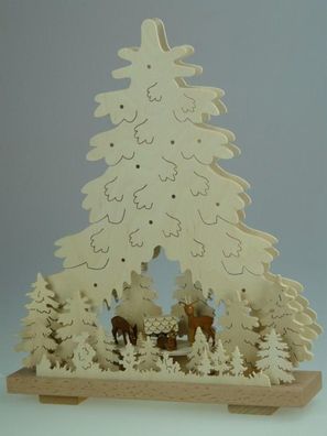 Schwibbogen mit Tanne mit Pinguinen und Beleuchtung BxHxT 44x51x10cm NEU