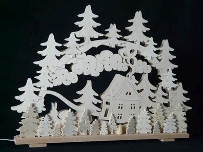 Schwibbogen mit Hase Haus und Beleuchtung BxHxT 70x43x7cm NEU Lichterbogen