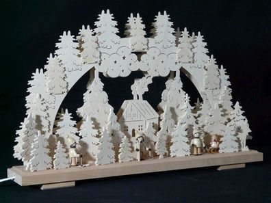 Schwibbogen mit Winterkinder und Beleuchtung BxHxT 50x31x7cm NEU Lichterbogen
