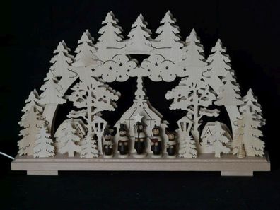 Schwibbogen mit der Seiffener Kirche Kurrende und Beleuchtung BxHxT 50x31x7cm