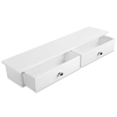 Best For Home Hängeregal Weiß 65x15x10 cm , Wandregal mit Schubladen MDF E1