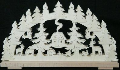 Schwibbogen mit Waldtieren Haus und Beleuchtung BxHxT 50x27x7cm NEU Lichterbogen