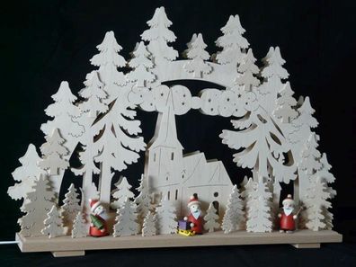 Schwibbogen mit Weihnachtsmännern und Beleuchtung BxHxT 70x43x7cm NEU