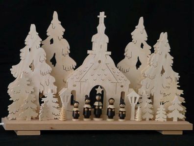 Schwibbogen mit Kirche Kurrende und Beleuchtung BxHxT 50x32x7cm NEU Lichterbogen