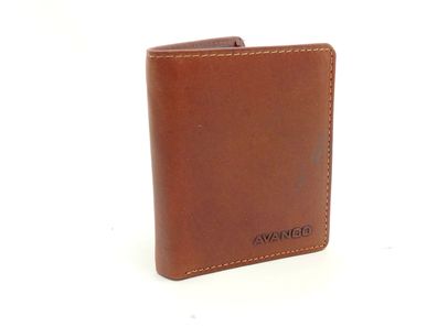 Kompakte Herren Geldbörse Leder braun – Kombibörse mit RFID-Schutz und Reißverschluss