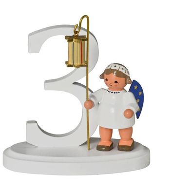 Miniaturfigur Engel mit Zahl "3" BxTxH= 7x4x7cm NEU Holzfigur Winter Weihnachten