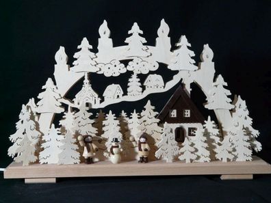 Schwibbogen mit Schneemänner und Beleuchtung BxHxT 50x31x7cm NEU Lichterbogen