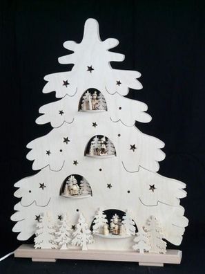 Schwibbogen Tanne mit Winterkinder und Beleuchtung BxHxT 36x43x7cm NEU Lichterbog