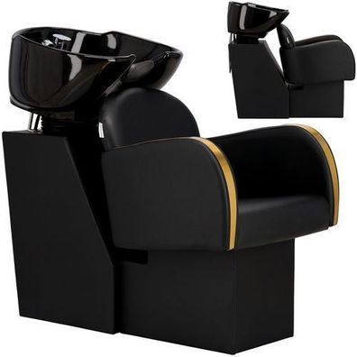 Friseurwaschanlage Zane – bewegliche Keramikschüssel, Armatur & Kopfstütze