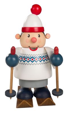 Räuchermann Skifahrer Mini BxTxH= 6,5x10,5x11cm NEU Rauchen Rauchfigur Rauchmann