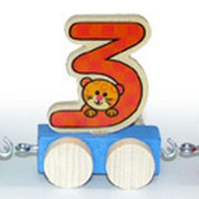 Holzdekoration Zahlenzug Ziffer 3 BxLxH 50x30x70mm NEU Zahl Nummer Ziffer Geburt