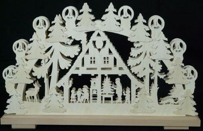 Schwibbogen mit Waldhaus und Beleuchtung BxHxT 50x31x7cm NEU Lichterbogen Fenster