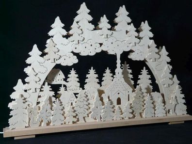 Schwibbogen mit Seiffener Kirche und Beleuchtung BxHxT 70x44x7cm NEU