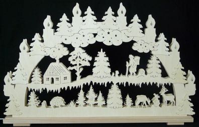 Schwibbogen mit Waldtieren Kräuterfrau und Beleuchtung BxHxT 70x45x7cm NEU Lichte