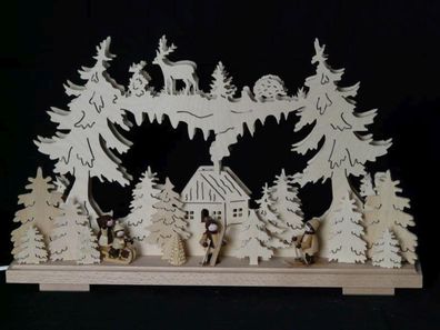 Schwibbogen mit Winterkinder und Beleuchtung BxHxT 50x31x7cm NEU Lichterbogen