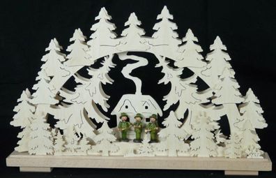 Schwibbogen mit Jägertrio und Beleuchtung BxHxT 50x30x7cm NEU Lichterbogen