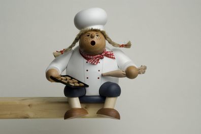 Räuchermann Kantenhocker Konditorin mit Kuchenblech BxTxH= 13x11x16cm NEU Rauch