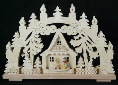 Schwibbogen mit Klöppelfiguren und Beleuchtung BxHxT 50x31x7cm NEU Lichterbogen F