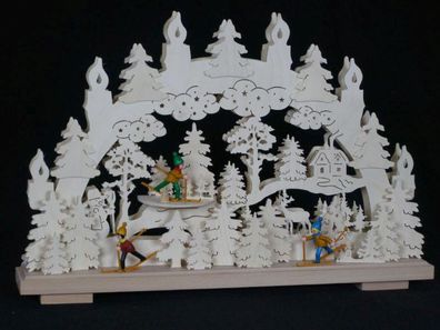 Schwibbogen mit Schneeschuhkindern und Beleuchtung BxHxT 50x31x7cm NEU Lichterbog