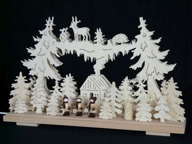 Schwibbogen mit Winterkinder und Beleuchtung BxHxT 50x31x7cm NEU Lichterbogen