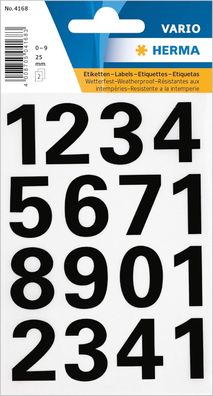 Herma Zahlen, 25mm, 0-9, wetterfest, Folie, schwarz, 1 Bl., 4168