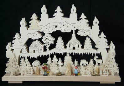 Schwibbogen mit Pilzsuchern und Beleuchtung BxHxT 50x33x7cm NEU Lichterbogen Fens