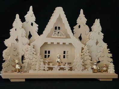 Schwibbogen mit Haus Kinder und Beleuchtung BxHxT 50x32x7cm NEU Lichterbogen