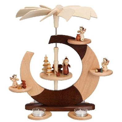 Designpyramide Bescherung natur mit Teelichter HxLxB 35x27x36cm NEU Pyramide