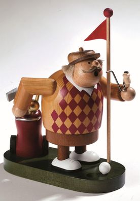 Räuchermann Golfer mit Caddy BxTxH= 13x18x21cm NEU Rauchen Rauchfigur Rauchmann